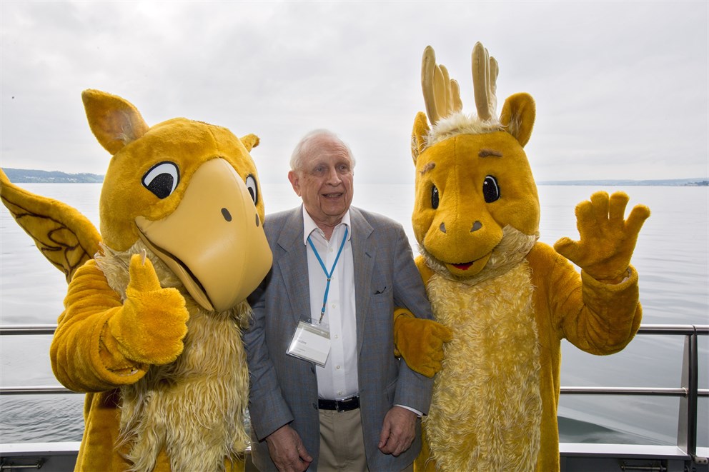 Roy Glauber on the boat trip to the Isle of Mainau.