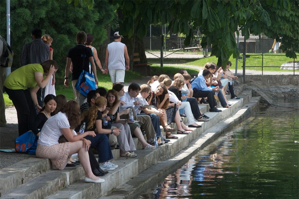 Young researchers gather at a lunch break