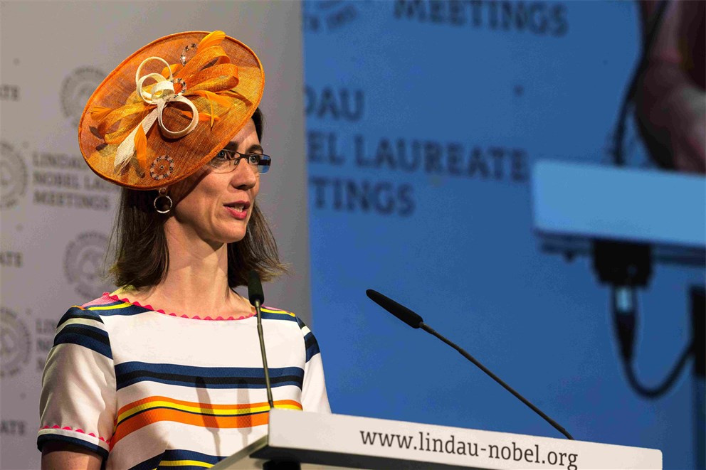 Countess Bettina Bernadotte delivering her welcome address at Lindau Nobel Laureate Meeting 2016.
