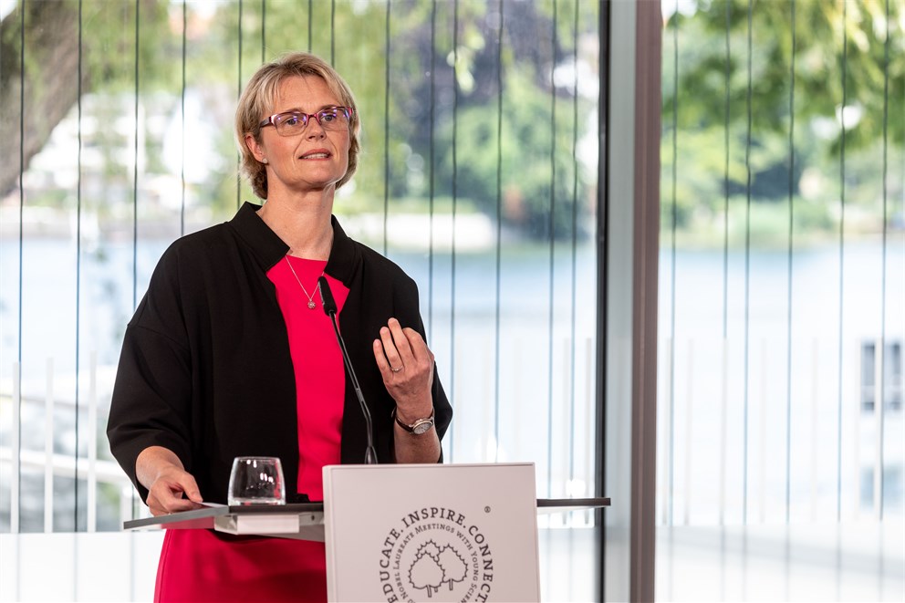 Anja Karliczek, German Federal Minister of Education and Research, delivering her welcome address at the 70th Lindau Nobel Laureate Meeting.