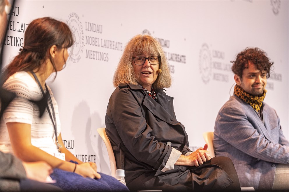 Donna Strickland taking part in the panel "The Diversity Challenge" on Mainau Island.