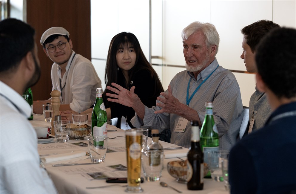 John O'Keefe conversing with Young Scientists