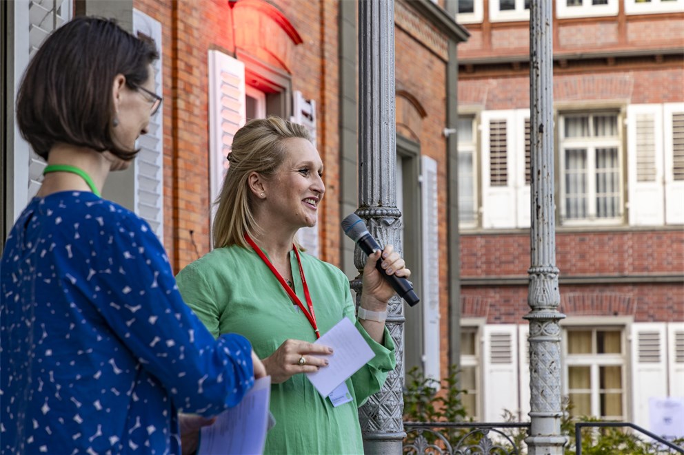 Countess Bettina Bernadotte and Claudia Alfons welcoming the guests at Grill & Chill