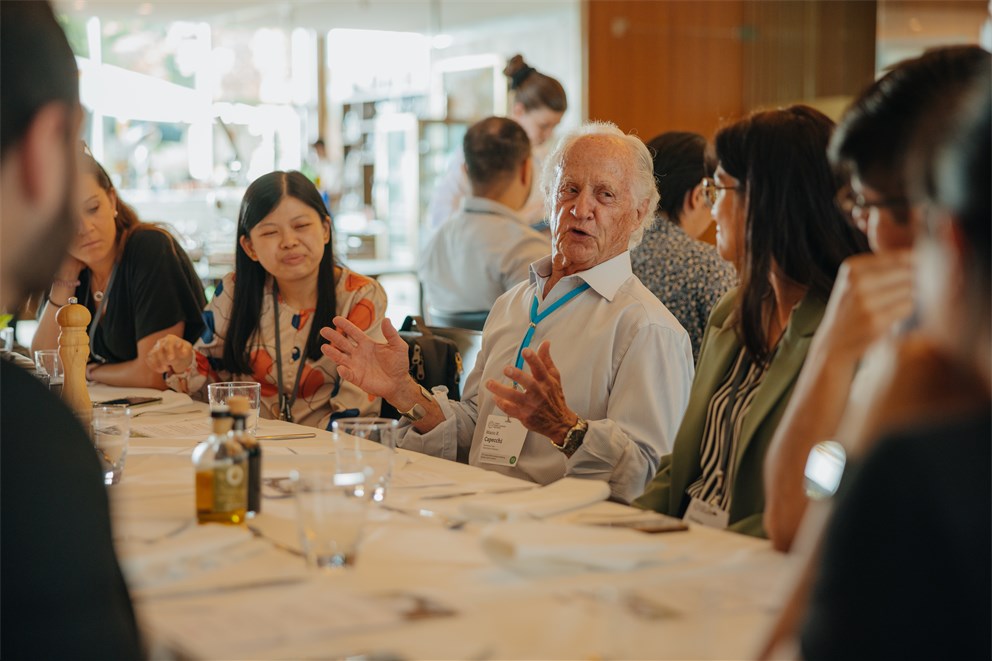 Young Scientists having lunch with Mario Capecchi