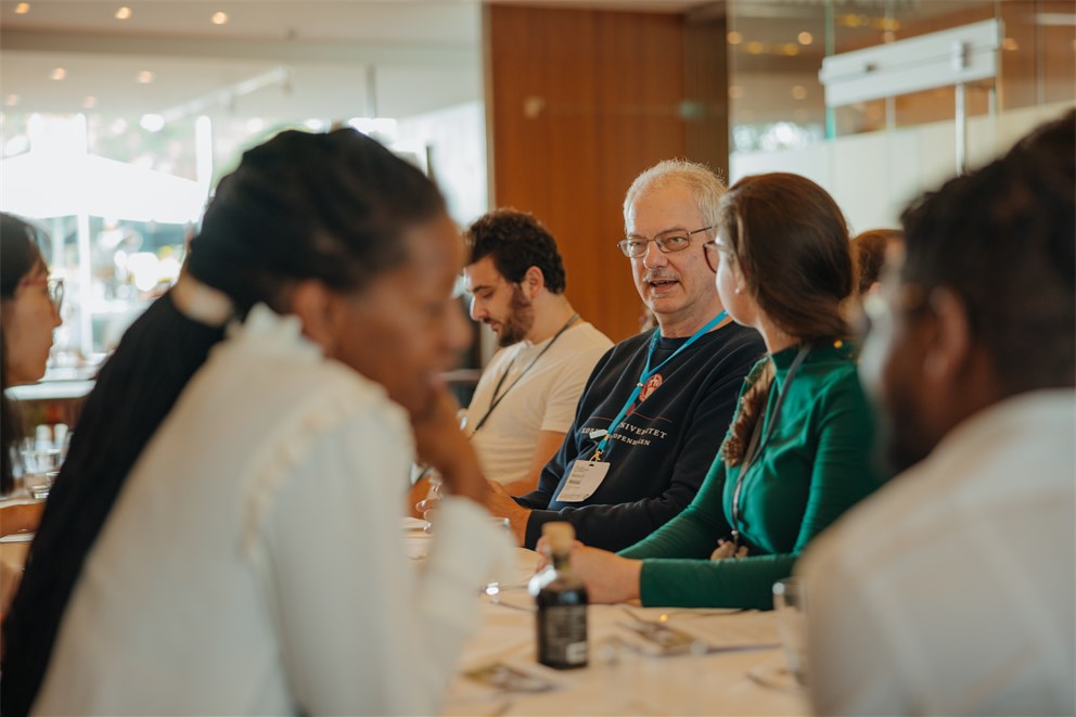 Young Scientists having lunch with Morten Meldal