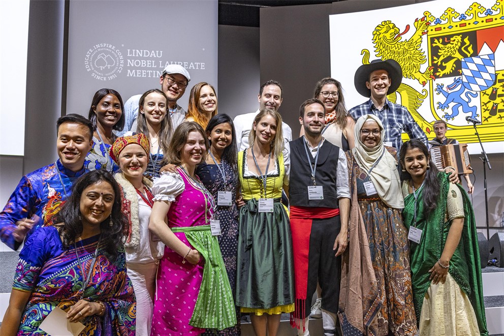 Young Scientists in traditional clothes at the Bavarian Evening