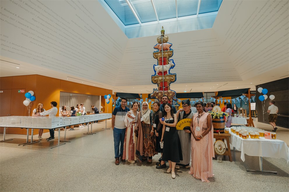 Young Scientists in traditional attire at the Bavarian Evening