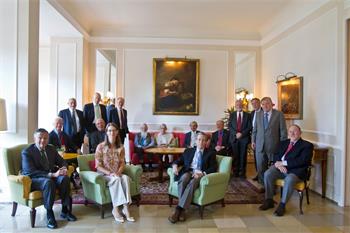 4th Lindau Meeting on Economic Sciences, 2011 - Countess Bettina Bernadotte with Nobel Laureates