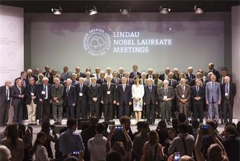 65th Lindau Nobel Laureate Meeting - Group photo with Countess Bettina Bernadotte and 45 of the participating Laureates of the 65th Lindau Nobel Laureate Meeting.