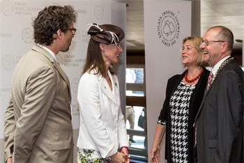 65th Lindau Nobel Laureate Meeting - Countess Bettina Bernadotte welcomes mayor Gerhard Ecker and his wife at the 65th Lindau Nobel Laureate Meeting.