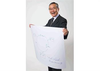 Ei-ichi Negishi - Ei-ichi Negishi with his 'Sketch of Science'.